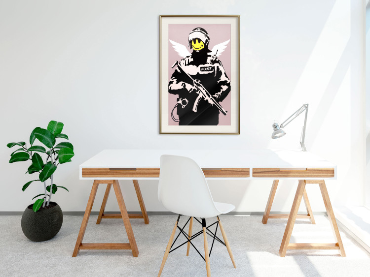 Wall Poster Policeman - man with a yellow face and wings in Banksy style 132479 additionalImage 21