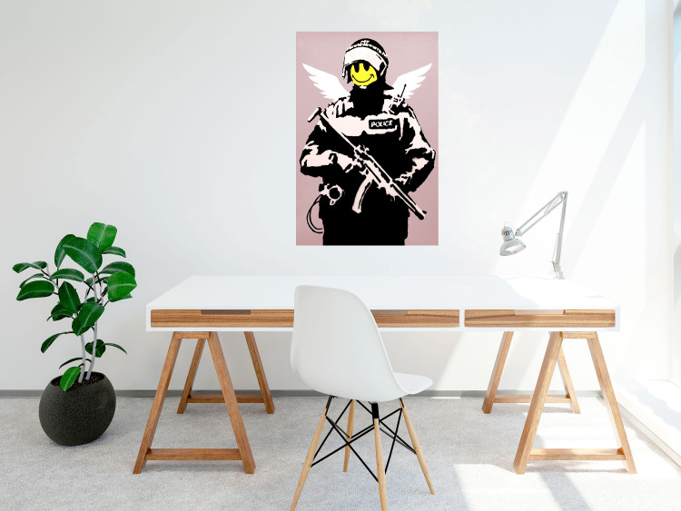 Wall Poster Policeman - man with a yellow face and wings in Banksy style 132479 additionalImage 17