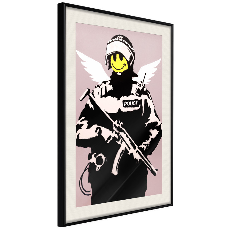 Wall Poster Policeman - man with a yellow face and wings in Banksy style 132479 additionalImage 3