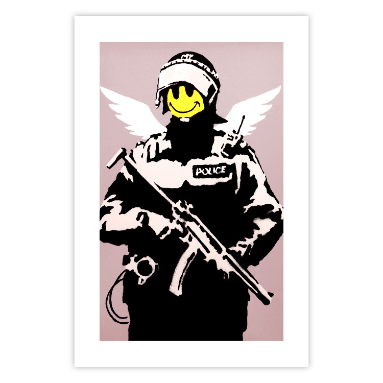 Wall Poster Policeman - man with a yellow face and wings in Banksy style 132479 additionalImage 19