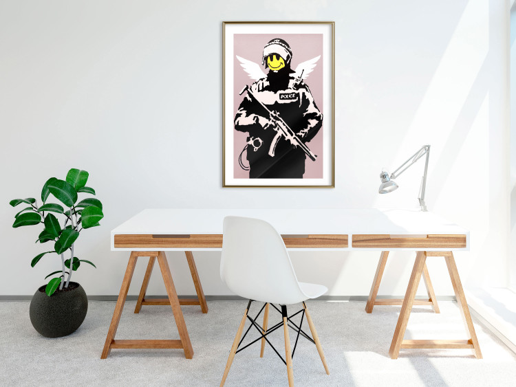 Wall Poster Policeman - man with a yellow face and wings in Banksy style 132479 additionalImage 15