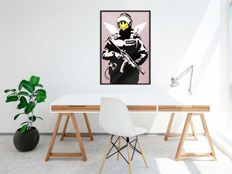 Wall Poster Policeman - man with a yellow face and wings in Banksy style 132479 additionalImage 5