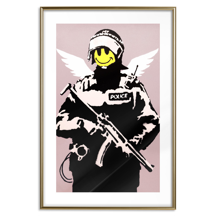 Wall Poster Policeman - man with a yellow face and wings in Banksy style 132479 additionalImage 14
