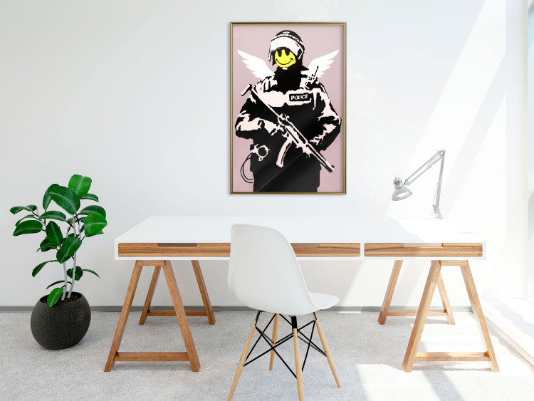 Wall Poster Policeman - man with a yellow face and wings in Banksy style 132479 additionalImage 7