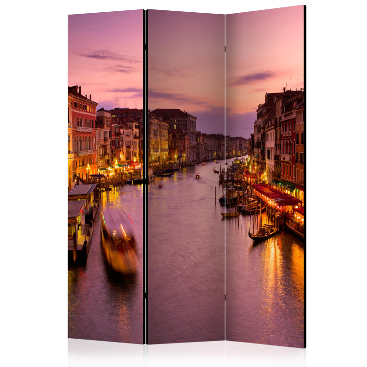 Folding Screen City of Lovers - Venice at Night (3-piece) - architecture and river 132679