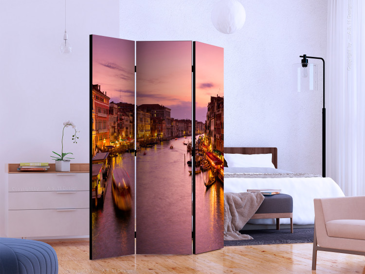 Folding Screen City of Lovers - Venice at Night (3-piece) - architecture and river 132679 additionalImage 2