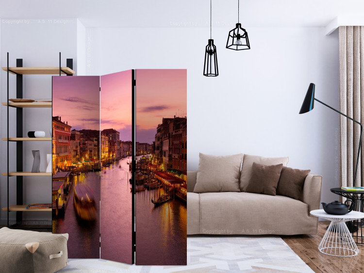 Folding Screen City of Lovers - Venice at Night (3-piece) - architecture and river 132679 additionalImage 4