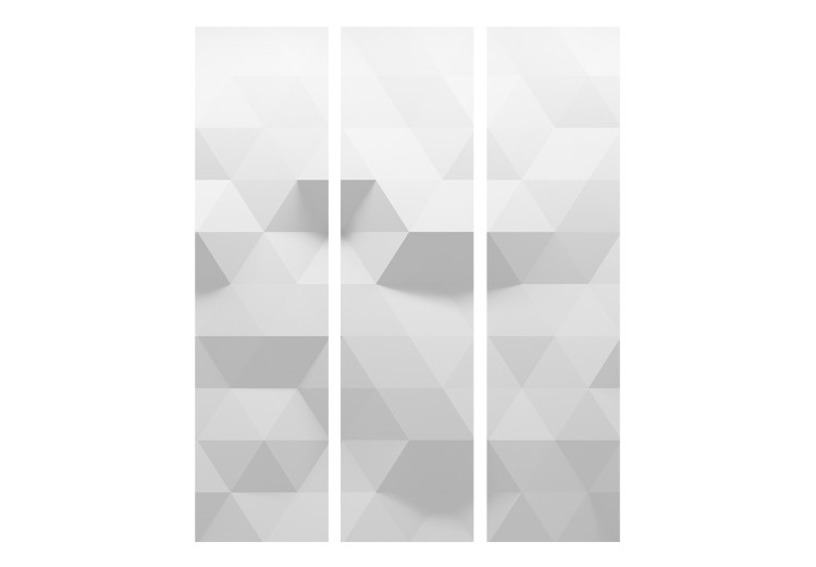 Room Divider Harmony of Triangles (3-piece) - geometric gray background in 3D 132879 additionalImage 3