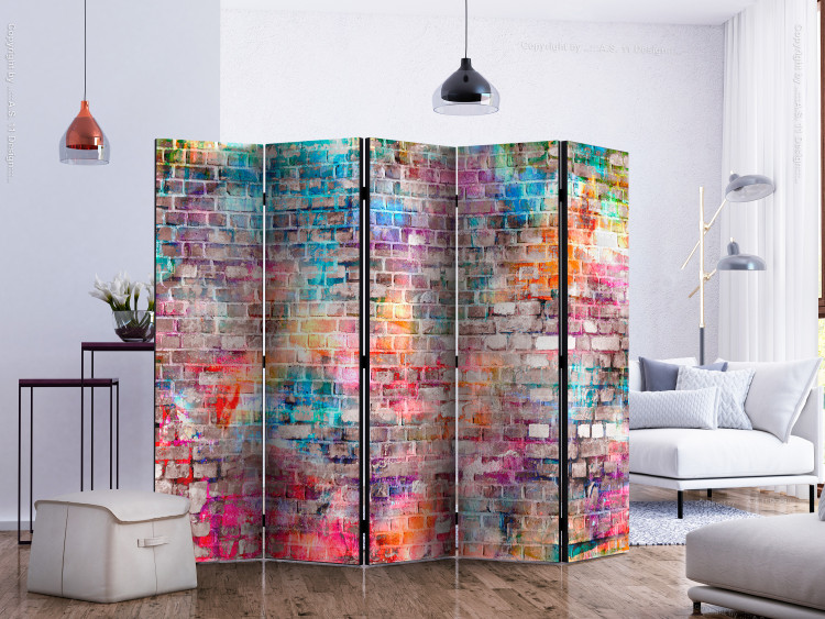 Room Divider Screen Colorful Brick II (5-piece) - colorful composition with brick texture 133479 additionalImage 2