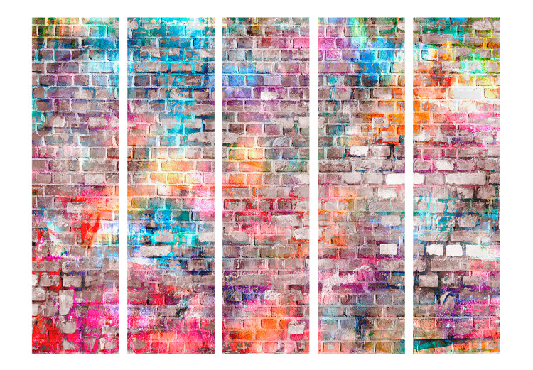Room Divider Screen Colorful Brick II (5-piece) - colorful composition with brick texture 133479 additionalImage 3