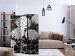 Room Divider Dark Garden - black stone wall texture with white plants 133779 additionalThumb 4