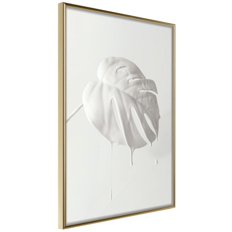 Wall Poster Bright Monstera - all-white composition with a leaf of a tropical plant 137279 additionalImage 23