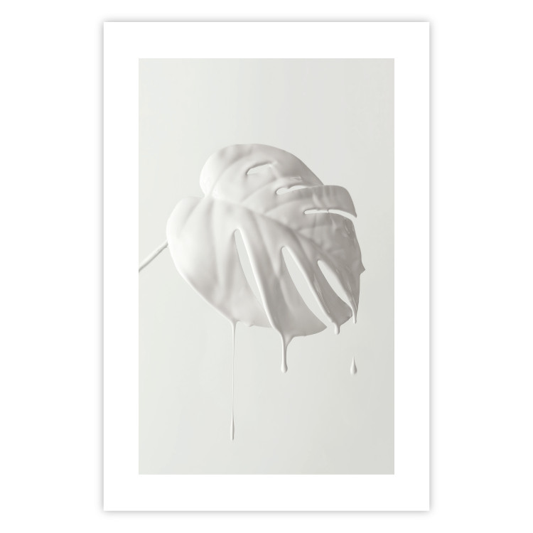Wall Poster Bright Monstera - all-white composition with a leaf of a tropical plant 137279 additionalImage 8