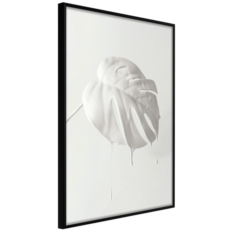 Wall Poster Bright Monstera - all-white composition with a leaf of a tropical plant 137279 additionalImage 24