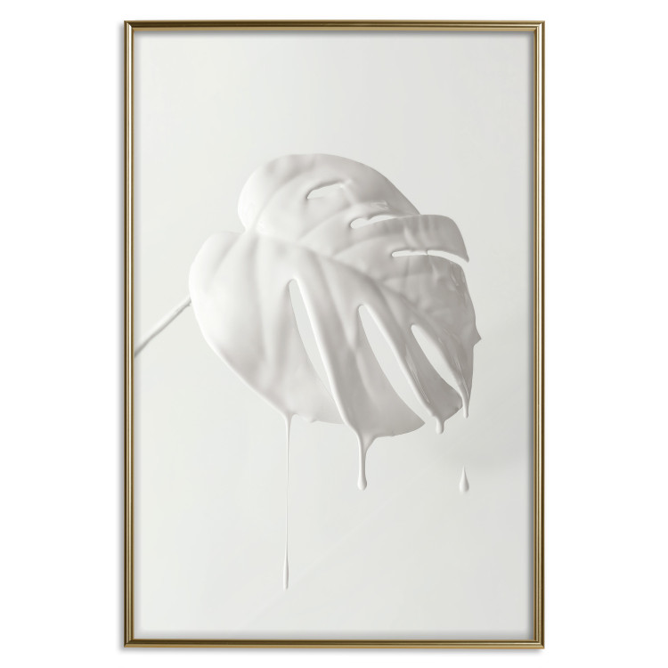Wall Poster Bright Monstera - all-white composition with a leaf of a tropical plant 137279 additionalImage 6