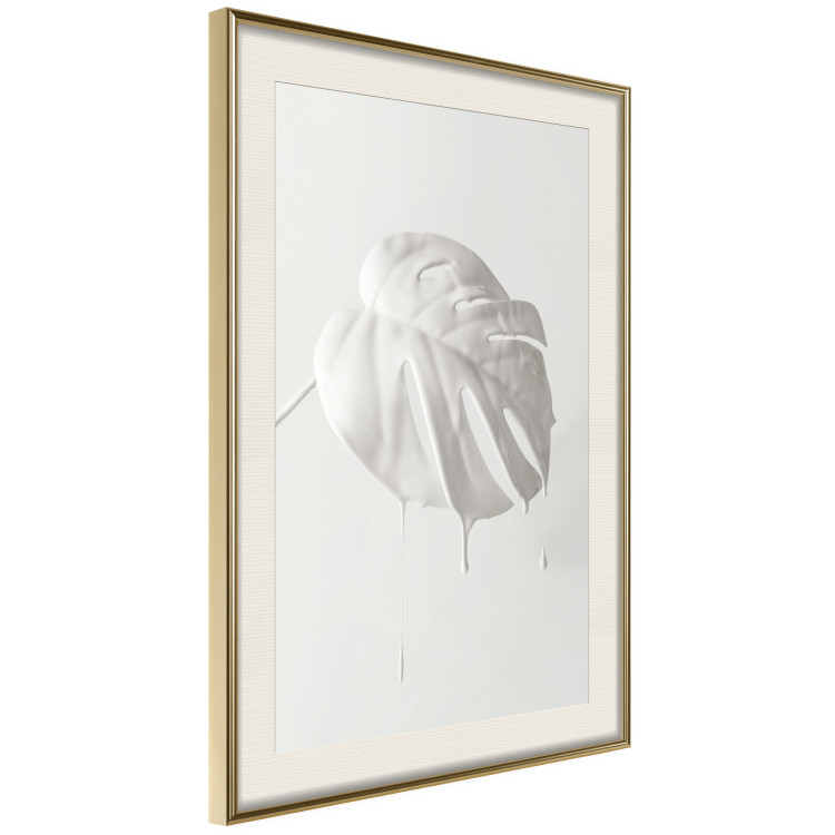 Wall Poster Bright Monstera - all-white composition with a leaf of a tropical plant 137279 additionalImage 17