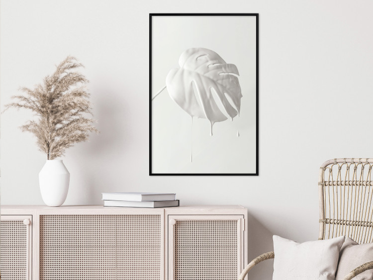 Wall Poster Bright Monstera - all-white composition with a leaf of a tropical plant 137279 additionalImage 11