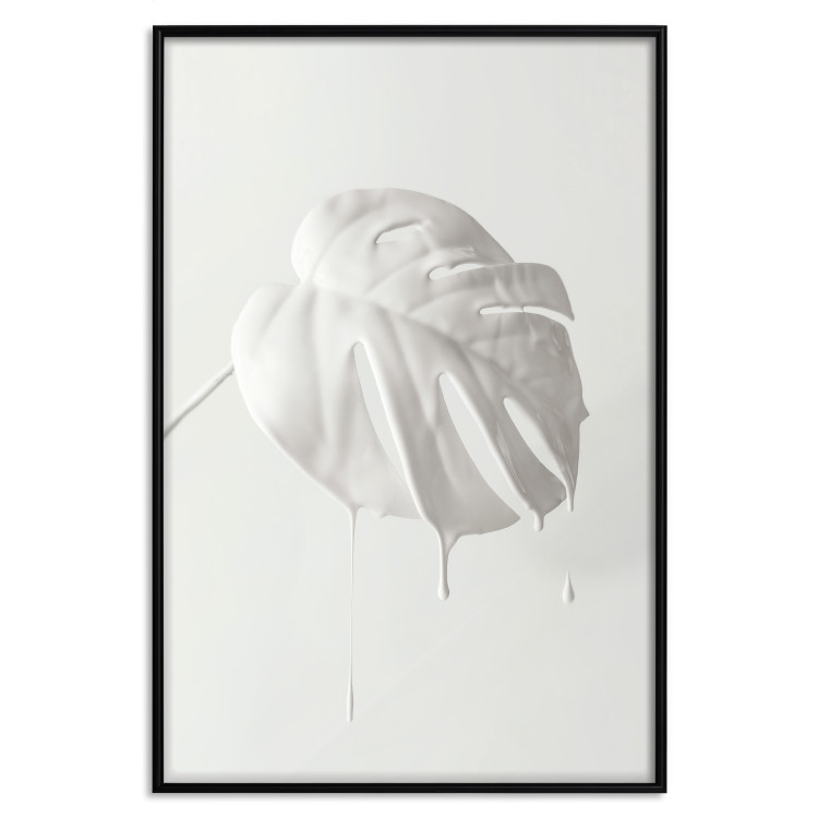 Wall Poster Bright Monstera - all-white composition with a leaf of a tropical plant 137279 additionalImage 7