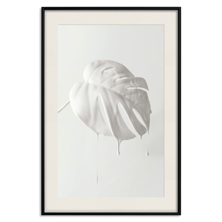 Wall Poster Bright Monstera - all-white composition with a leaf of a tropical plant 137279 additionalImage 3