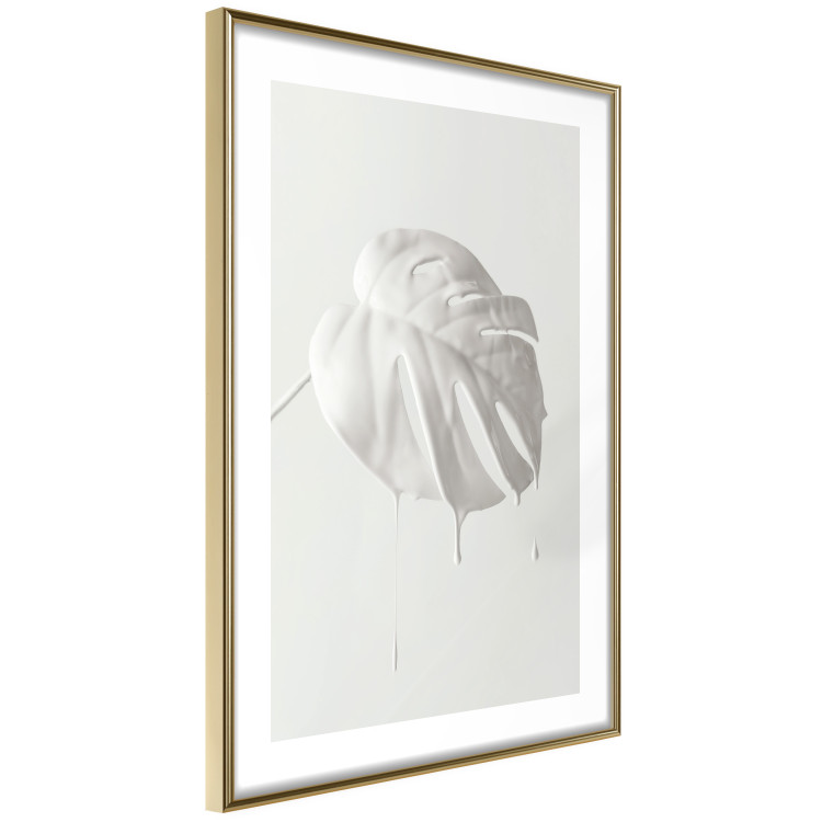 Wall Poster Bright Monstera - all-white composition with a leaf of a tropical plant 137279 additionalImage 21