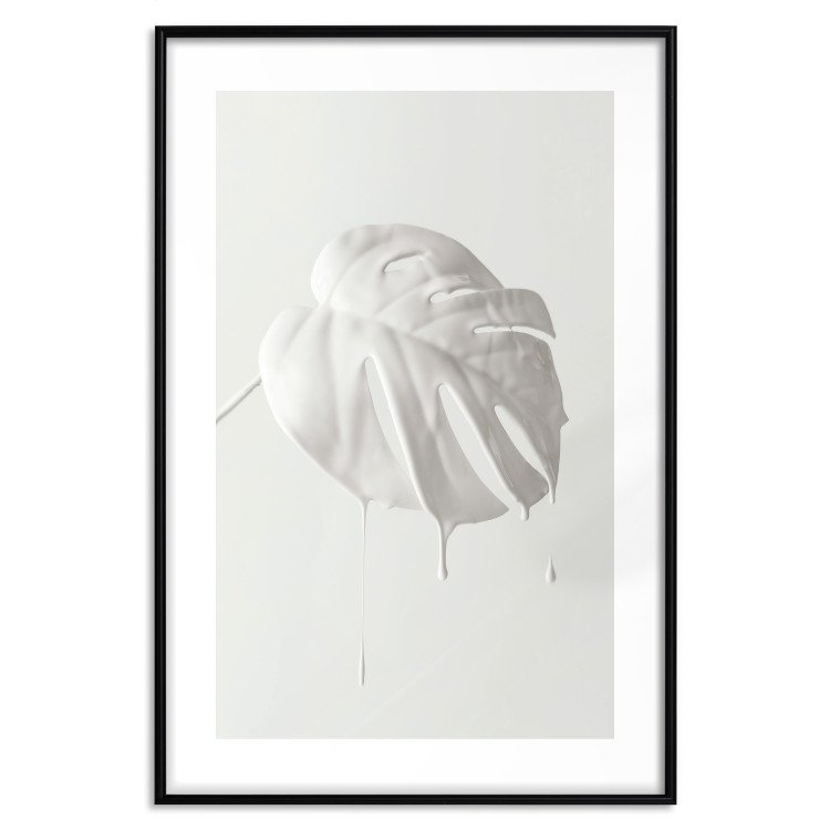 Wall Poster Bright Monstera - all-white composition with a leaf of a tropical plant 137279 additionalImage 5