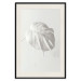Wall Poster Bright Monstera - all-white composition with a leaf of a tropical plant 137279 additionalThumb 3