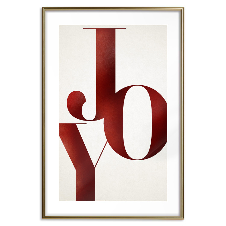 Poster Joy - red English text on a white contrasting background 137979 additionalImage 4