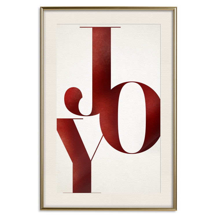 Poster Joy - red English text on a white contrasting background 137979 additionalImage 2