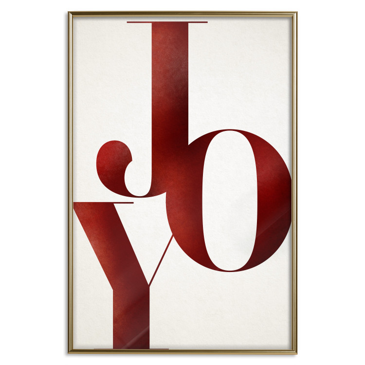 Poster Joy - red English text on a white contrasting background 137979 additionalImage 4