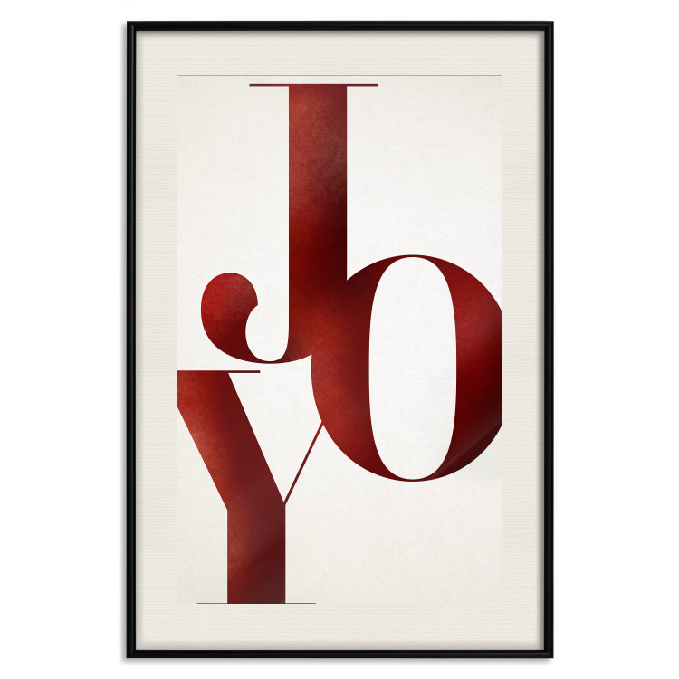Poster Joy - red English text on a white contrasting background 137979 additionalImage 3