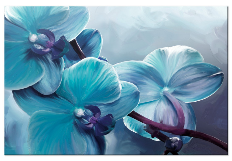 Canvas Art Print Close-up Orchids (1-piece) wide - turquoise flower petals 138579
