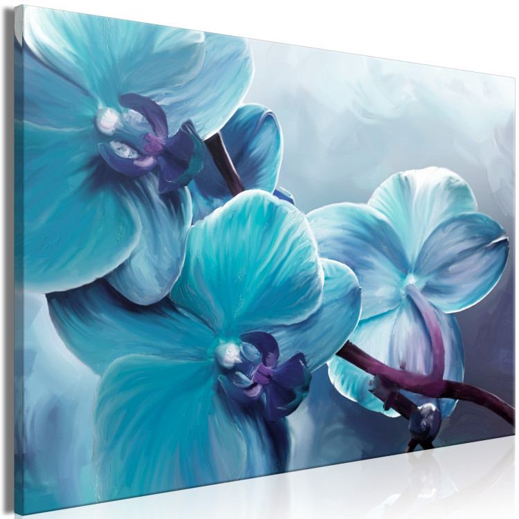 Canvas Art Print Close-up Orchids (1-piece) wide - turquoise flower petals 138579 additionalImage 2