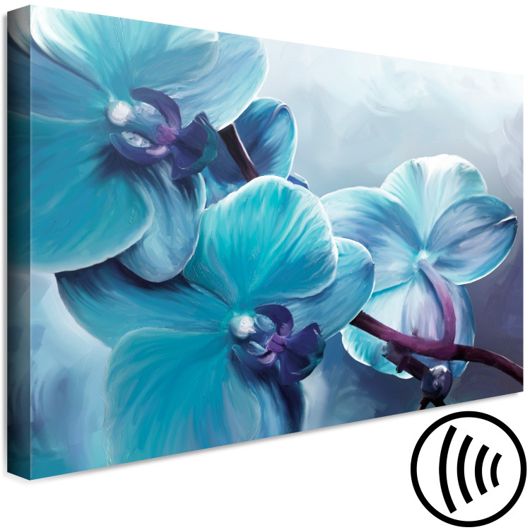 Canvas Art Print Close-up Orchids (1-piece) wide - turquoise flower petals 138579 additionalImage 6
