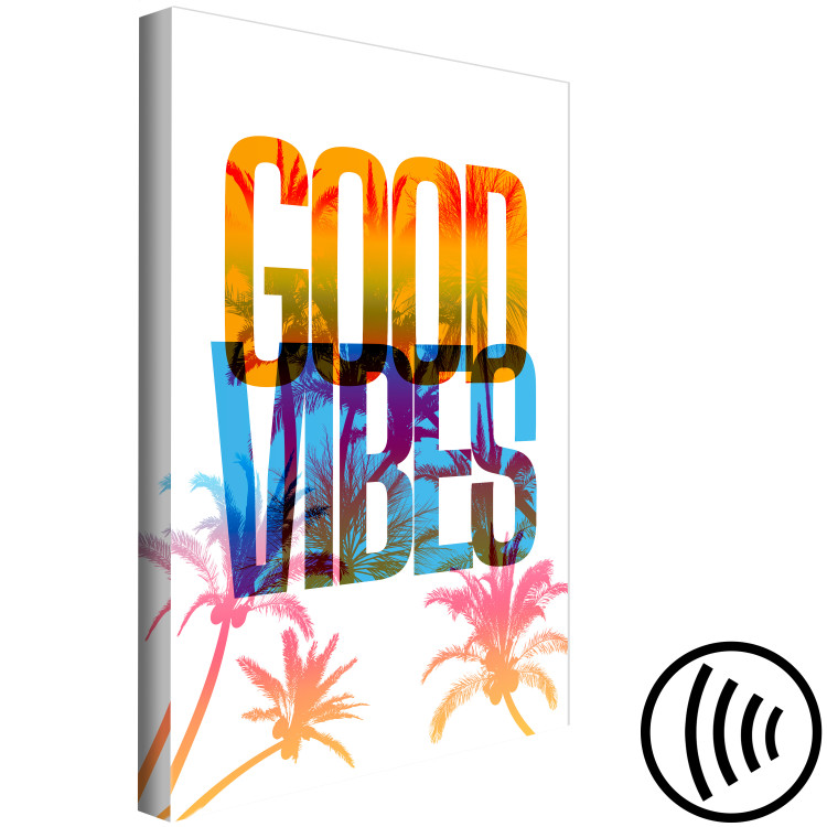 Canvas Print Good Vibes (1-piece) Vertical - composition with palm trees and texts 142679 additionalImage 6