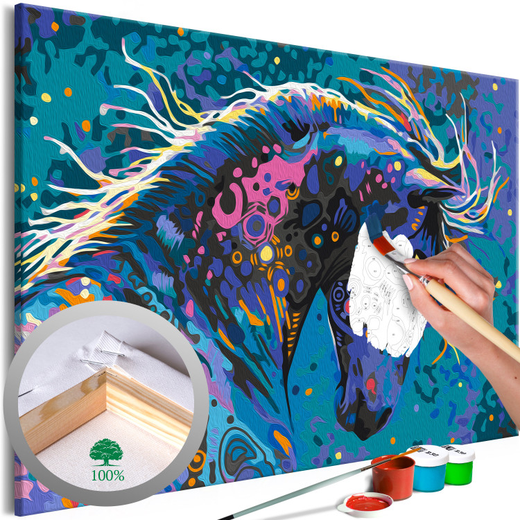 Paint by Number Kit Starry Horse - Colorful Animal with Abstract Fur 144079