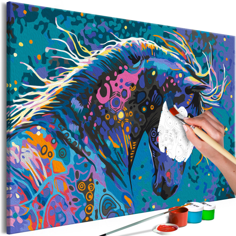 Paint by Number Kit Starry Horse - Colorful Animal with Abstract Fur 144079 additionalImage 3