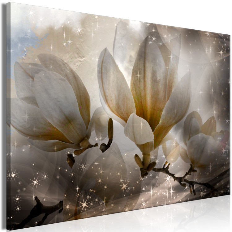 Canvas Print Sepia Magnolia (1-piece) - blooming tree amidst starlight 144779 additionalImage 2