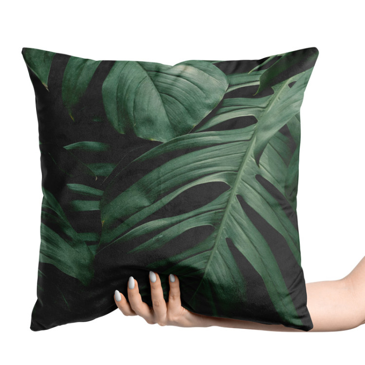 Decorative Velor Pillow Unusual leaves - a composition of exotic plants with rich detailing 147079 additionalImage 2