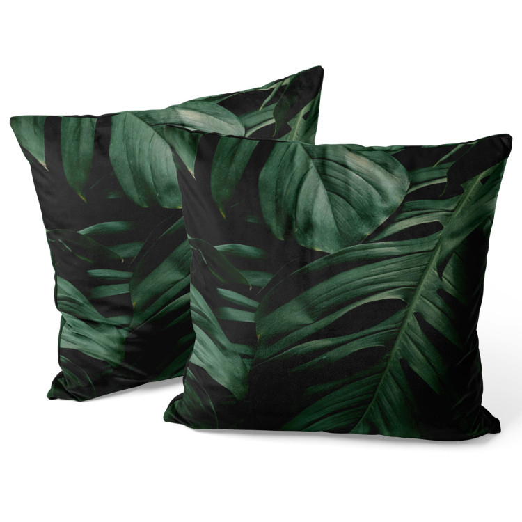 Decorative Velor Pillow Unusual leaves - a composition of exotic plants with rich detailing 147079 additionalImage 3