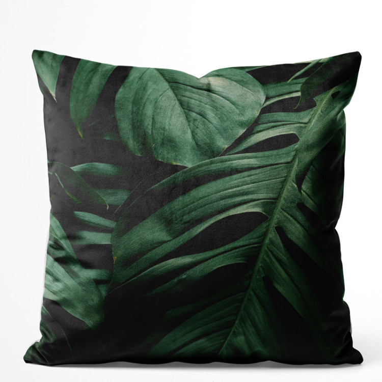 Decorative Velor Pillow Unusual leaves - a composition of exotic plants with rich detailing 147079