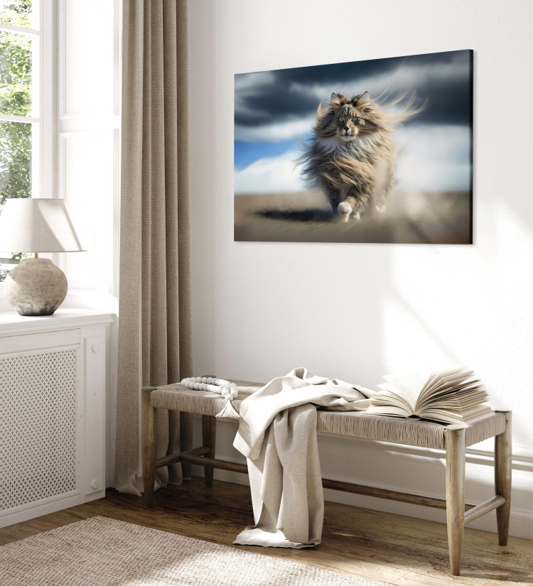 Canvas Art Print AI Maine Coon Cat - Strutting Animal With Flowing Hair - Horizontal 150179 additionalImage 10