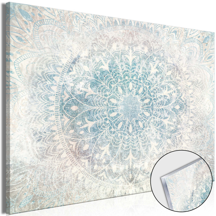 Print On Glass Mandala - Bright Ornament in Cool Colors on a White Background [Glass] 150879