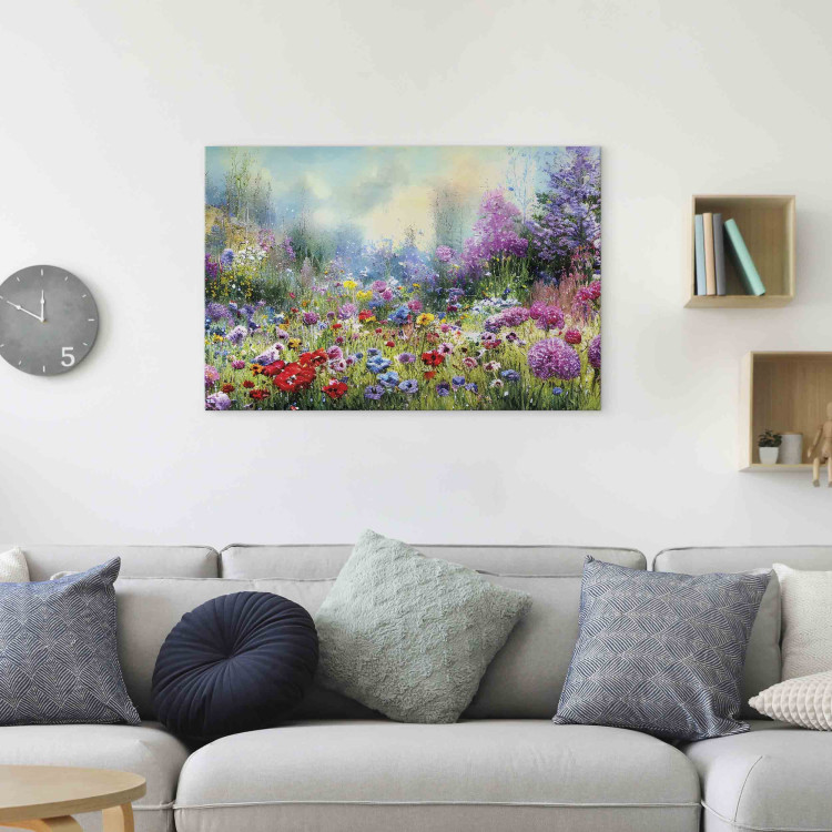 Large canvas print Flower Meadow - Monet-Style Composition Generated by AI [Large Format] 151079 additionalImage 4