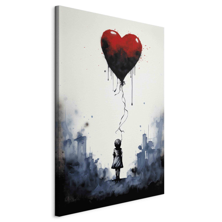 Large canvas print Flying Balloon - Watercolor Composition in Banksy Style [Large Format] 151879 additionalImage 2