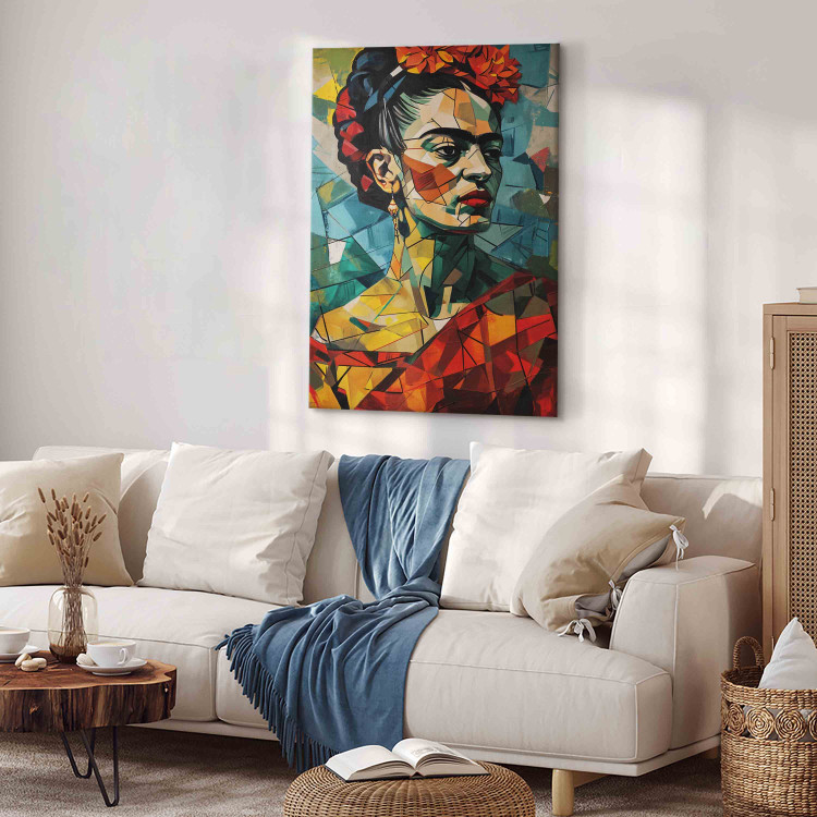 Canvas Print Frida Kahlo - Geometric Portrait in Cubist Style 152279 additionalImage 4