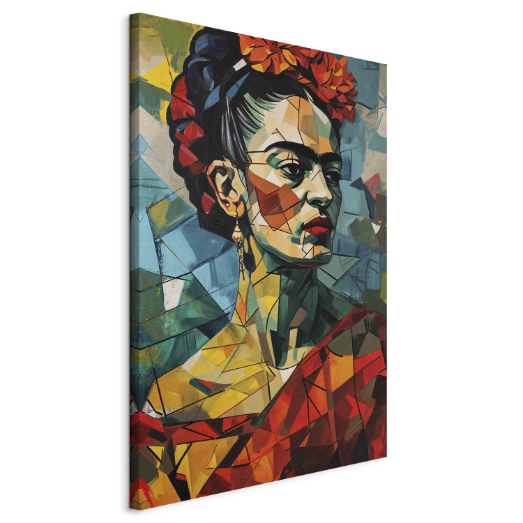 Canvas Print Frida Kahlo - Geometric Portrait in Cubist Style 152279 additionalImage 2