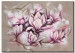 Canvas Print Pastel Magnolias (1-piece) - Artistic flowers on a beige background 48479