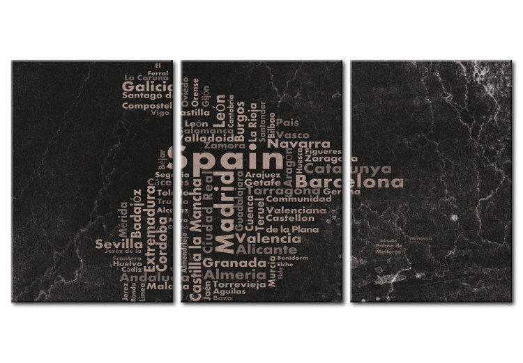Canvas Print Map of Spain on the blackboard - triptich 55279