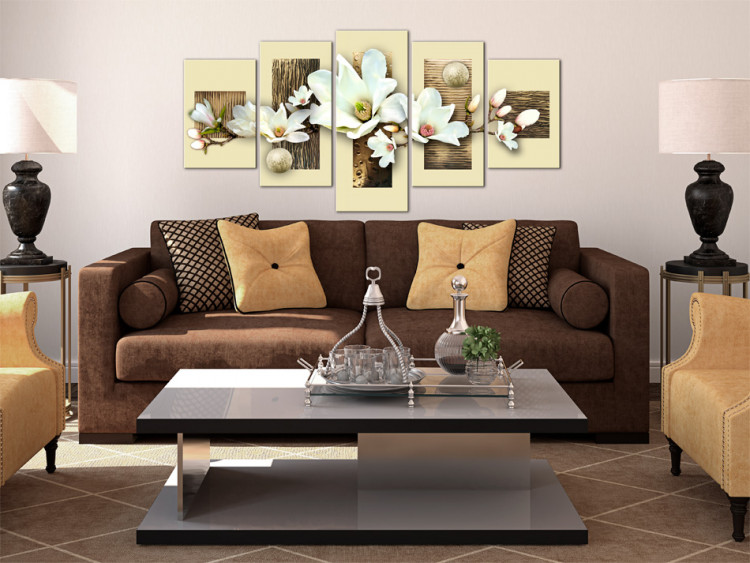 Canvas Print Texture and magnolia 55679 additionalImage 3