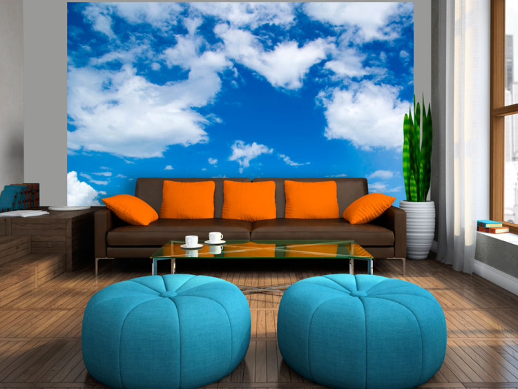 Photo Wallpaper Under the Open Sky - Landscape Depicting Blue Sky with Clouds 60279